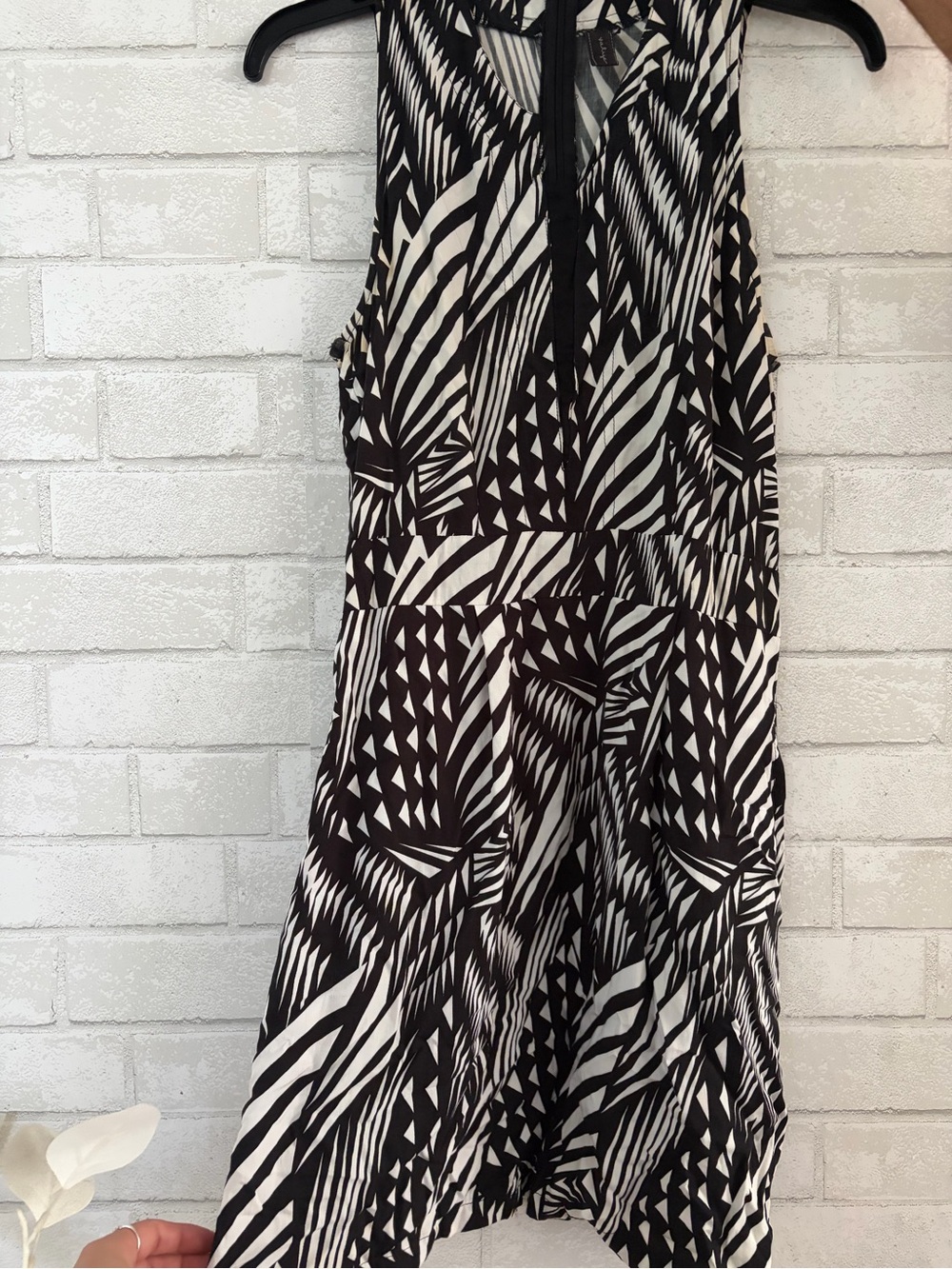 Black & White Geometric Mini Dress - Sleeveless A-Line